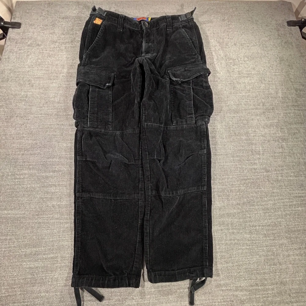 Empyre Corduroy Cargo Pants Mens 30 Black Good Skate Streetwear Utility Baggy